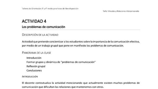 Actividad sugerida - Parte 2 - Actividad 4 - Los problemas de comunicación Actividad sugerida - Parte 2 - Actividad 4 - Los problemas de comunicación