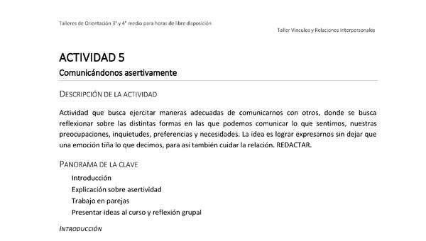 Actividad sugerida - Parte 2 - Actividad 5 - Comunicándonos asertivamente Actividad sugerida - Parte 2 - Actividad 5 - Comunicándonos asertivamente