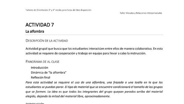 Actividad sugerida - Parte 2 - Actividad 7 - La alfombra Actividad sugerida - Parte 2 - Actividad 7 - La alfombra