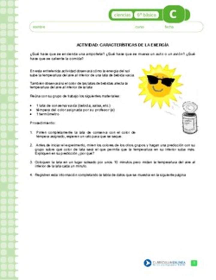 Características de la energía Características de la energía