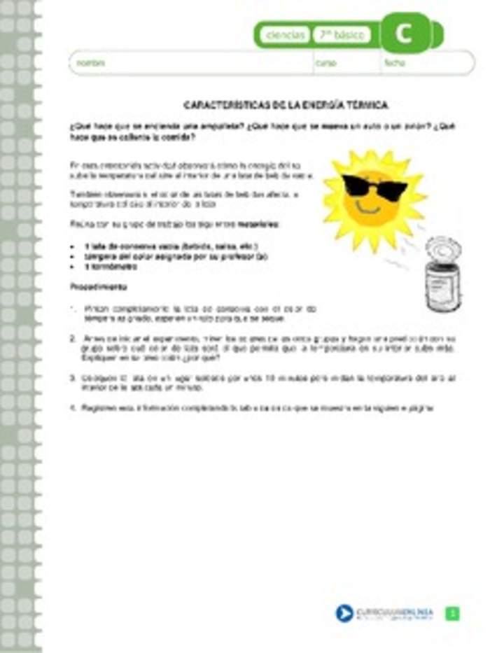 Características de la energía térmica Características de la energía térmica