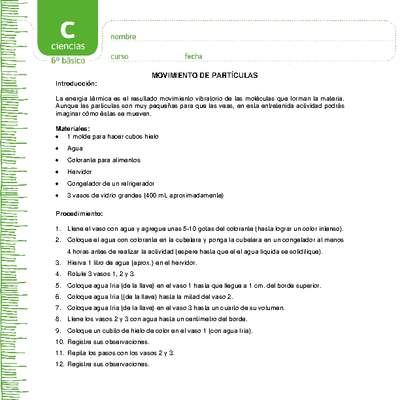 Movimiento de partículas Movimiento de partículas