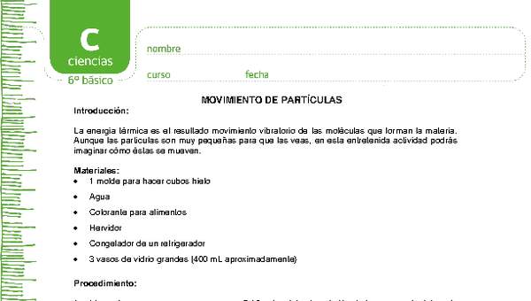 Movimiento de partículas Movimiento de partículas