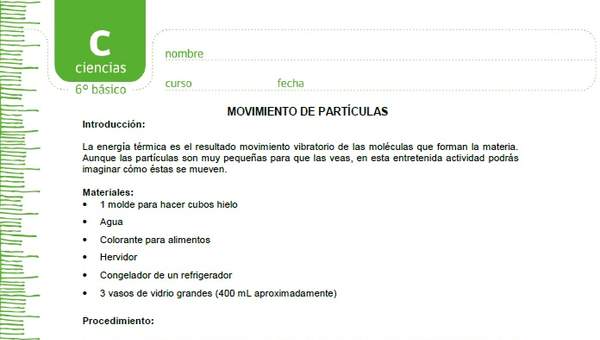 Movimiento de partículas Movimiento de partículas