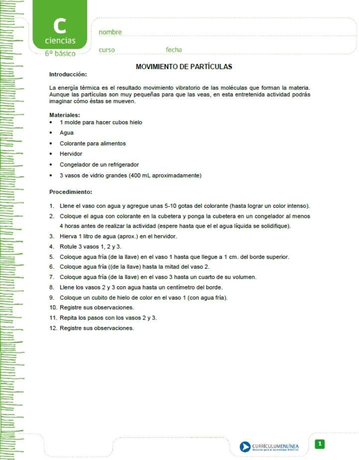 Movimiento de partículas Movimiento de partículas