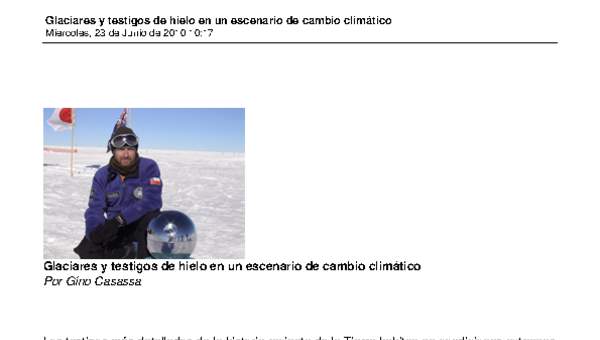 Noticia sobre los glaciares y el cambio climático Noticia sobre los glaciares y el cambio climático