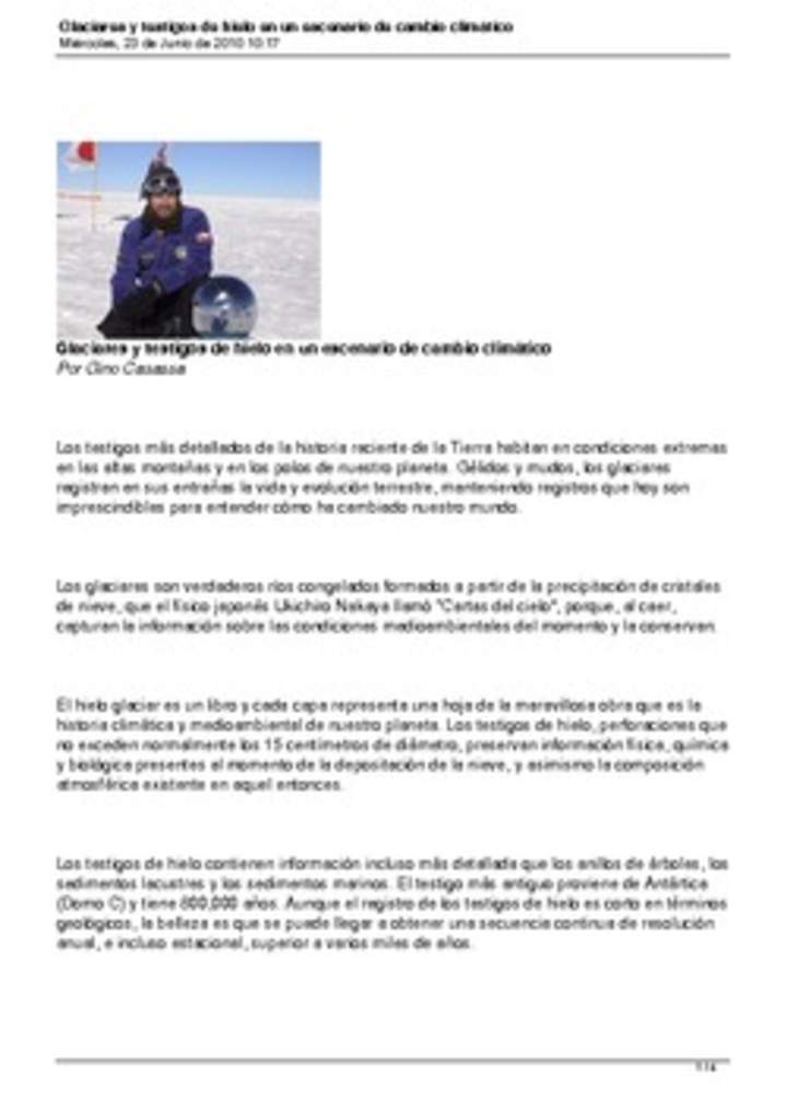 Noticia sobre los glaciares y el cambio climático Noticia sobre los glaciares y el cambio climático