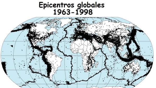 Epicentros globales 1963-1998 Epicentros globales 1963-1998