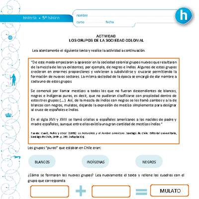 Los grupos de la sociedad colonial Los grupos de la sociedad colonial