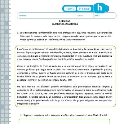 La colonia en América La colonia en América