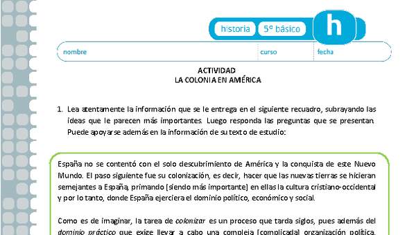 La colonia en América La colonia en América