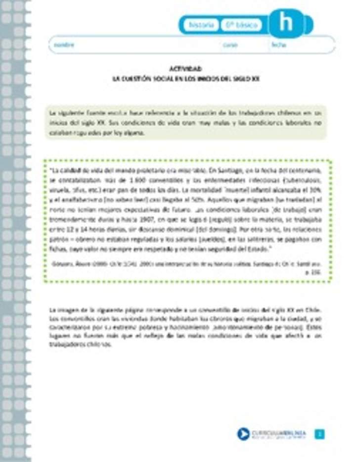 La cuestión social a los inicios del siglo XX La cuestión social a los inicios del siglo XX