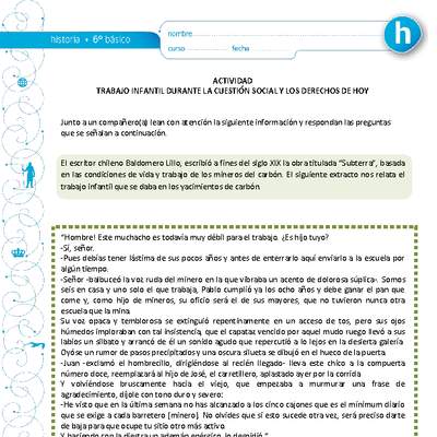 Trabajo infantil durante la cuestión social y los derechos de hoy Trabajo infantil durante la cuestión social y los derechos de hoy
