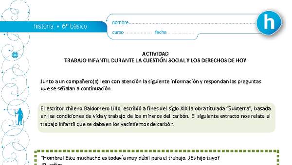 Trabajo infantil durante la cuestión social y los derechos de hoy Trabajo infantil durante la cuestión social y los derechos de hoy