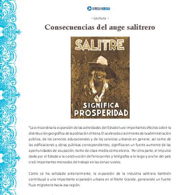 Consecuencias del auge salitrero Consecuencias del auge salitrero