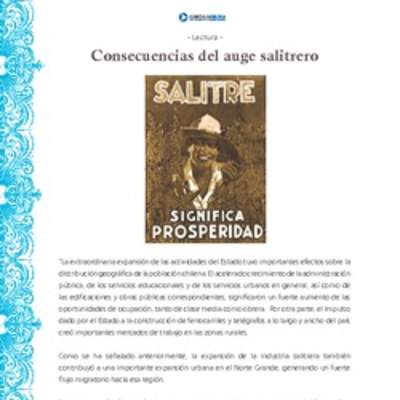Consecuencias del auge salitrero Consecuencias del auge salitrero