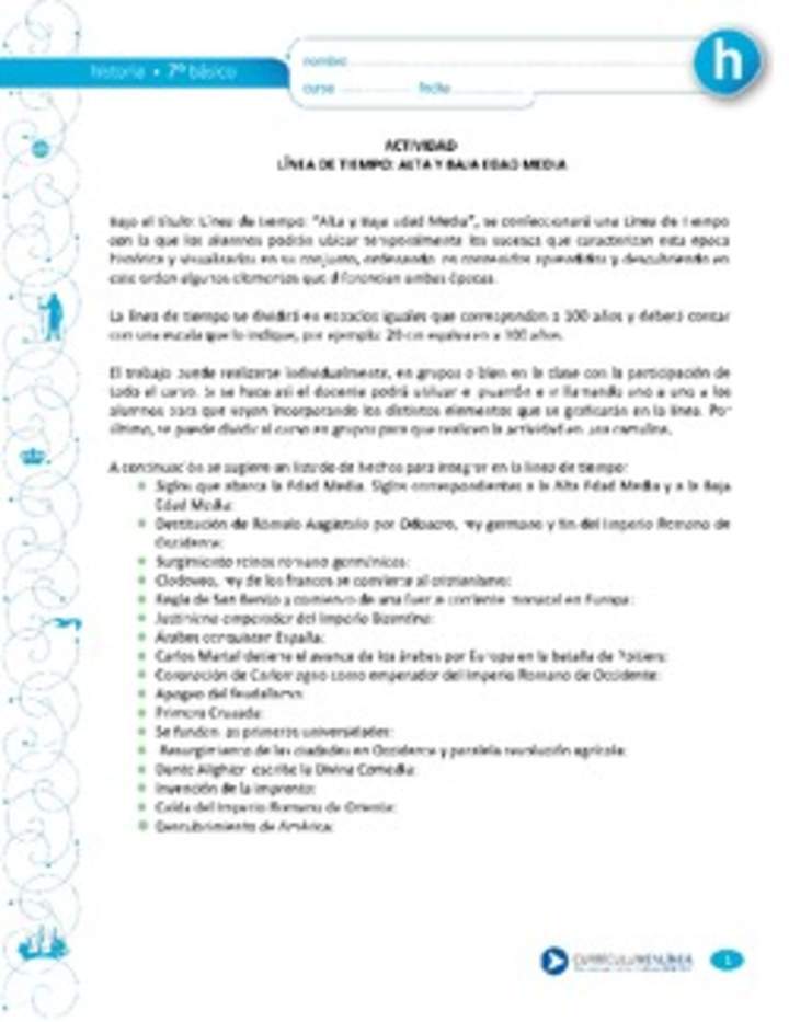 Línea de tiempo: Alta y Baja Edad Media Línea de tiempo: Alta y Baja Edad Media