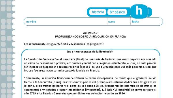 Profundizando sobre la revolución en Francia Profundizando sobre la revolución en Francia