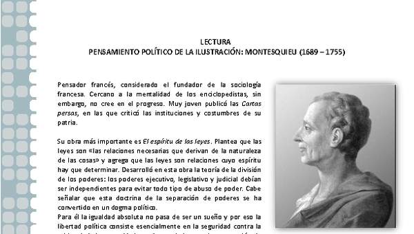 Pensamiento político de la Ilustración: Montesquieu Pensamiento político de la Ilustración: Montesquieu