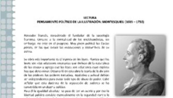 Pensamiento político de la Ilustración: Montesquieu Pensamiento político de la Ilustración: Montesquieu