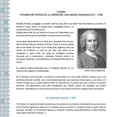 Pensamiento político de la Ilustración: Rousseau Pensamiento político de la Ilustración: Rousseau