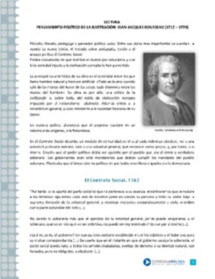 Pensamiento político de la Ilustración: Rousseau Pensamiento político de la Ilustración: Rousseau