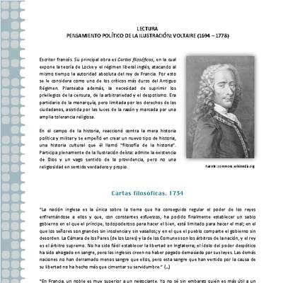 Pensamiento político de la Ilustración: Voltaire Pensamiento político de la Ilustración: Voltaire