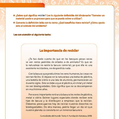 La importancia de reciclar La importancia de reciclar