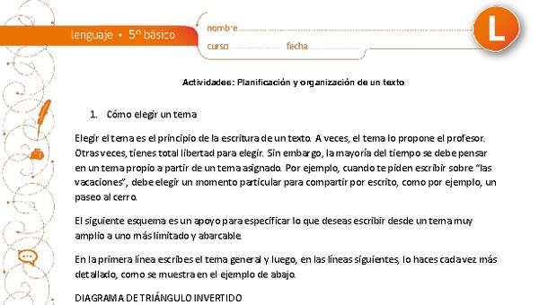Planificación y organización de un texto Planificación y organización de un texto