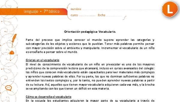 Orientación pedagógica: Vocabulario Orientación pedagógica: Vocabulario