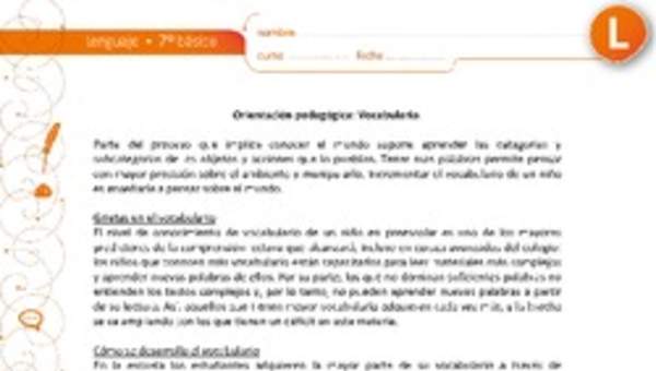 Orientación pedagógica: Vocabulario Orientación pedagógica: Vocabulario