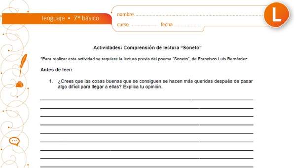 Comprensión de lectura: Soneto Comprensión de lectura: Soneto