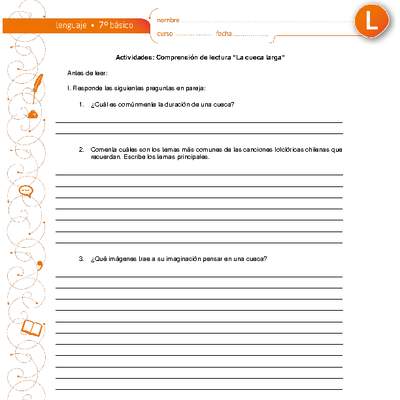 Comprensión de lectura: La cueca larga Comprensión de lectura: La cueca larga