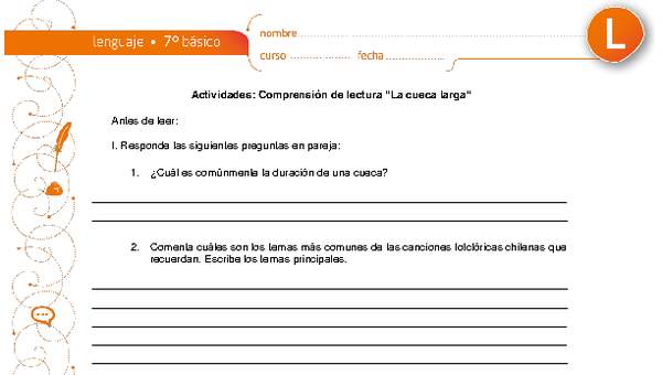 Comprensión de lectura: La cueca larga Comprensión de lectura: La cueca larga