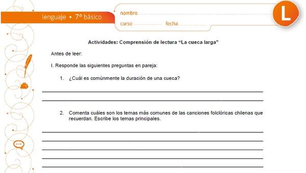 Comprensión de lectura: La cueca larga Comprensión de lectura: La cueca larga