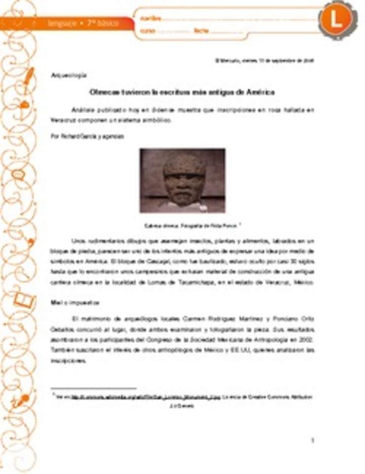 Olmecas tuvieron la escritura más antigua de América Olmecas tuvieron la escritura más antigua de América