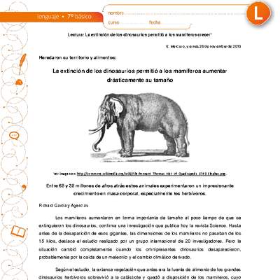 La extinción de los dinosaurios permitió a los mamíferos aumentar drásticamente su tamaño La extinción de los dinosaurios permitió a los mamíferos aumentar drásticamente su tamaño