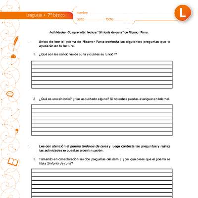 Comprensión de lectura: Sinfonía de cuna Comprensión de lectura: Sinfonía de cuna