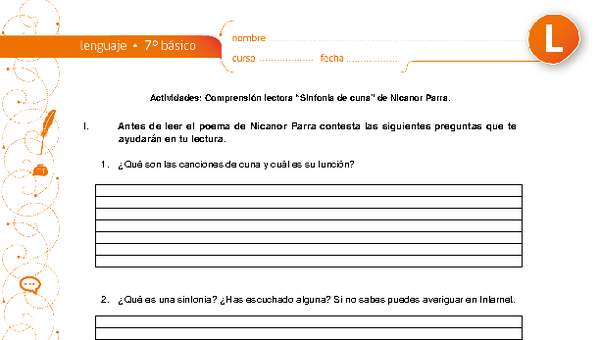 Comprensión de lectura: Sinfonía de cuna Comprensión de lectura: Sinfonía de cuna