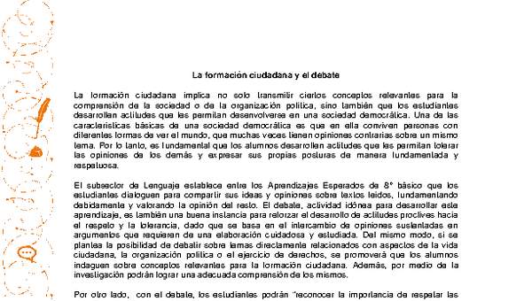 Formación ciudadana y debate Formación ciudadana y debate