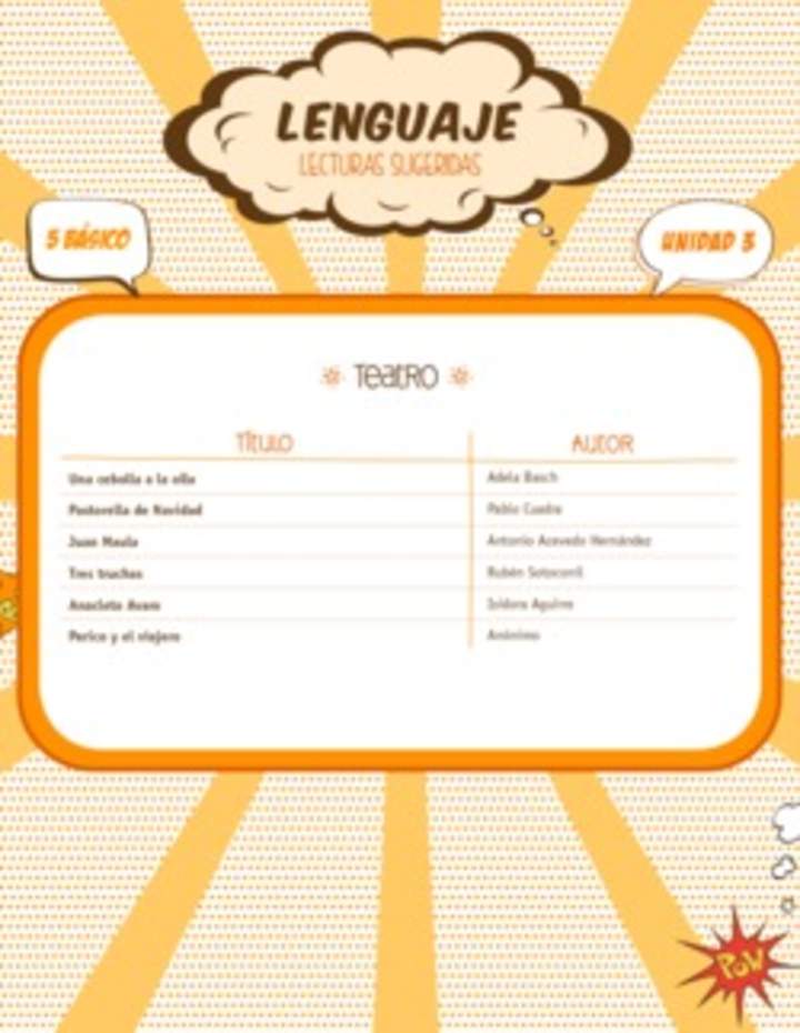 Lecturas sugeridas para la tercera unidad: teatro Lecturas sugeridas para la tercera unidad: teatro