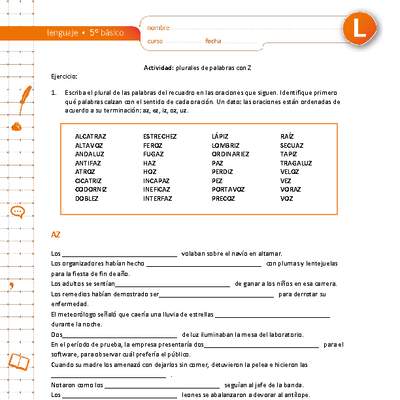 Plurales de palabras con Z Plurales de palabras con Z