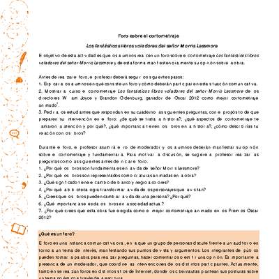 Foro sobre el cortometraje Los fantásticos libros voladores del señor Morris Lessmore Foro sobre el cortometraje Los fantásticos libros voladores del señor Morris Lessmore
