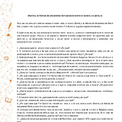 Charlie y la fábrica de chocolates: Comparación entre la novela y la película Charlie y la fábrica de chocolates: Comparación entre la novela y la película
