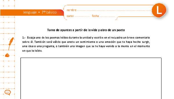 Toma de apuntes a partir de la vida y obra de un poeta Toma de apuntes a partir de la vida y obra de un poeta