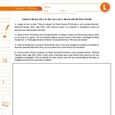 Creación de una oda a un ser vivo a partir de una oda de Pablo Neruda Creación de una oda a un ser vivo a partir de una oda de Pablo Neruda