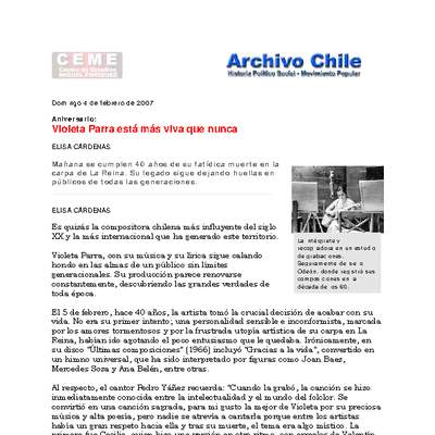 Violeta Parra está más viva que nunca Violeta Parra está más viva que nunca