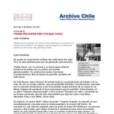 Violeta Parra está más viva que nunca Violeta Parra está más viva que nunca