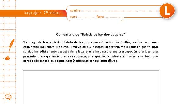 Comentario de "Balada de los dos abuelos" de Nicolás Guillén Comentario de "Balada de los dos abuelos" de Nicolás Guillén