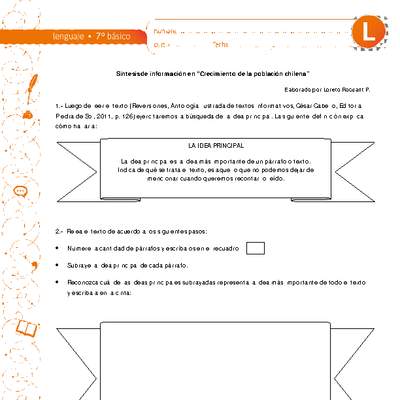 Síntesis de información en "Crecimiento de la población chilena" Síntesis de información en "Crecimiento de la población chilena"